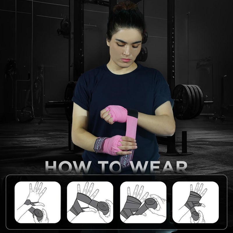 WYOX Boxing Hand Wraps Inner Gloves, Elasticated Thumb Loop Bandages Mexican Style Under Mitts Wrist Wrap Protection Muay Thai MMA Kickboxing Martial Arts Punching Bag Training Men Women - Image 4