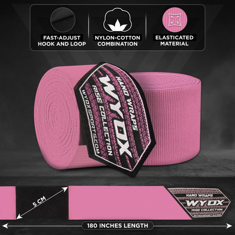 WYOX Boxing Hand Wraps Inner Gloves, Elasticated Thumb Loop Bandages Mexican Style Under Mitts Wrist Wrap Protection Muay Thai MMA Kickboxing Martial Arts Punching Bag Training Men Women - Image 2