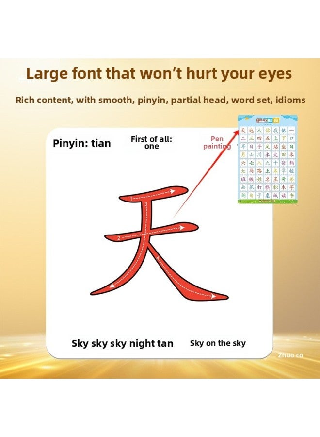 Loquat 1 To 10 Digital Card Practice Student Wall Chart Chinese Characters Characters Recognition Pinyin Kindergarten Early Education Card Poster-Specifications:Pinyin Wall Chart - Image 3