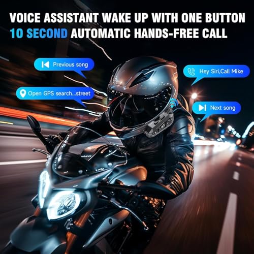 EDYELL A1 Motorcycle Bluetooth Headsets,Smart LED Display Motorcycle Helmet Speakers,Group Communication System On Ear Headphones,HD Calling and HiFi Music,Waterproof & Dustproof Helmet Headset - Image 4