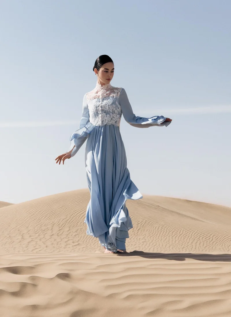 Lichi  Lightweight maxi dress with lace bodice for Women | Best Price UAE