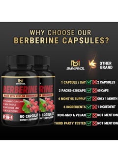 BMVINVOL (2 Packs) Berberine Supplement 4700mg Plus Ceylon Cinnamon, Turmeric - 120 Capsules - Supports Immune Function - Berberine HCl Supplement Pills - 4 Months Supply - pzsku/ZF4A039FB46C9843C0B3DZ/45/_/1741000209/a08c5d30-0c4a-4925-80ef-e0fb3ed80b6d