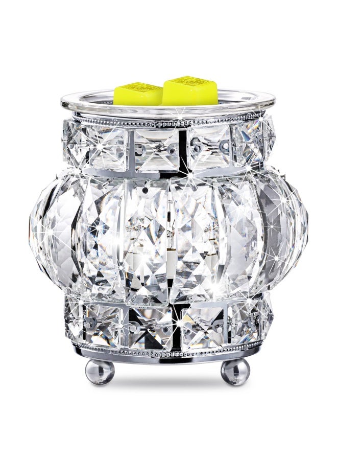 MAXWINER Electric Wax Melt Warmer Wrought Iron Crystal Oil Burner For Home Living Room Bedroom Kitchen Spa Office Silver - Image 1