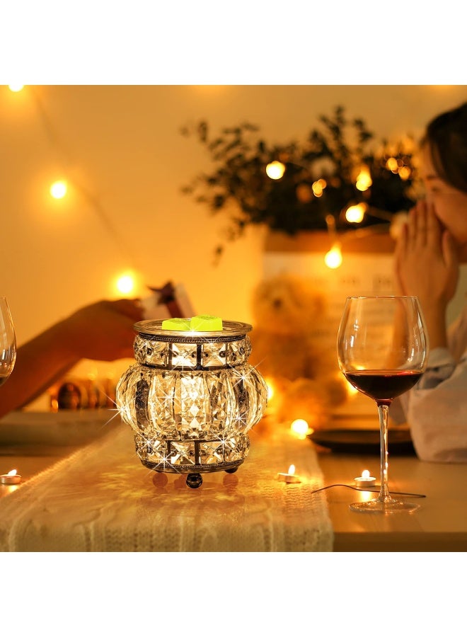 MAXWINER Electric Wax Melt Warmer Wrought Iron Crystal Oil Burner For Home Living Room Bedroom Kitchen Spa Office Silver - Image 5