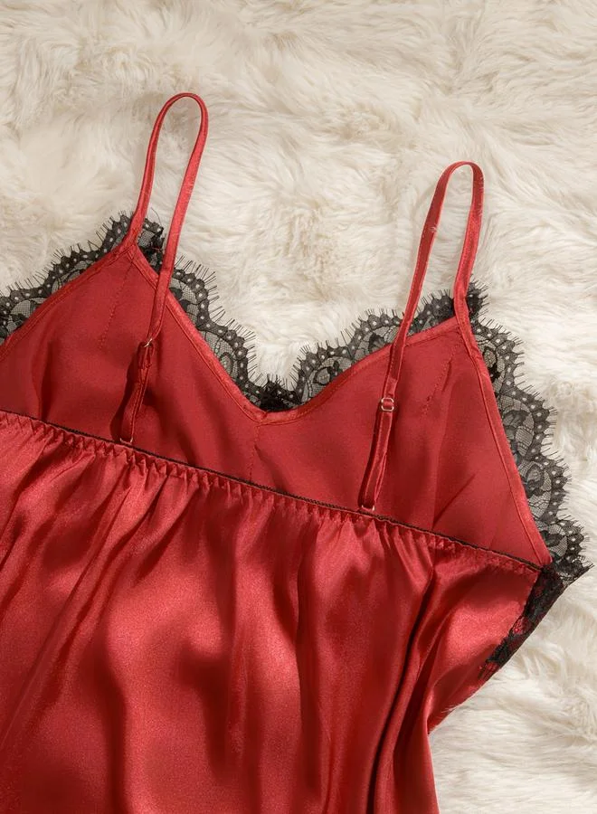 Take Two  Red Lace Cami Top and Shorts Set for Women | Best Price UAE