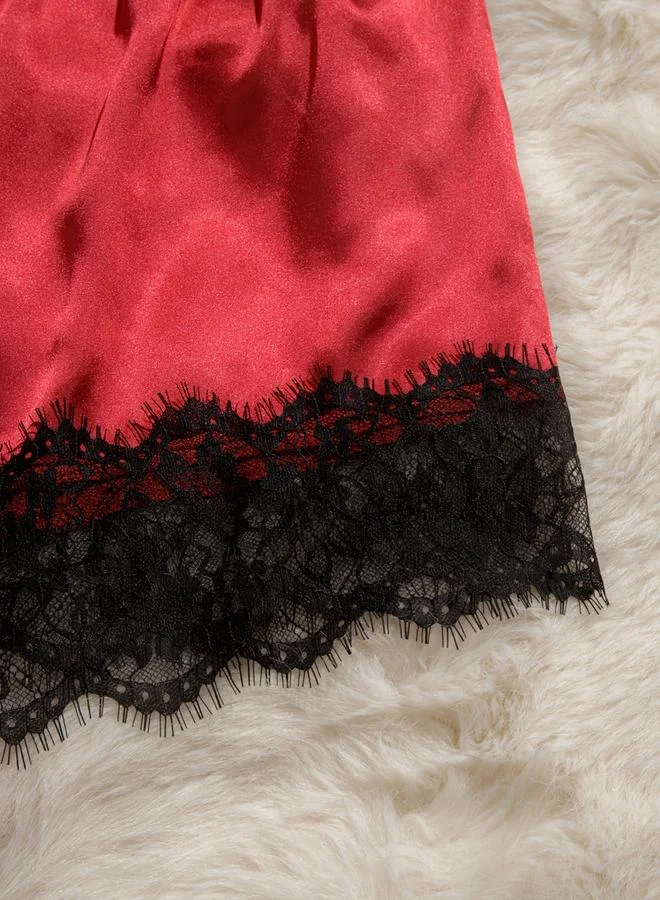Take Two  Red Lace Cami Top and Shorts Set for Women | Best Price UAE