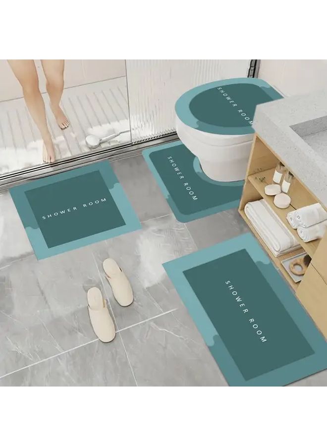 Gray Bathroom Toilet Mat Set 4pcs Super Absorbent Quick Dry Non Slip Machine Washable - Image 5