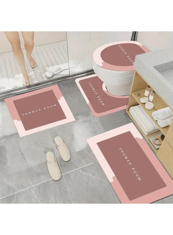Gray Bathroom Toilet Mat Set 4pcs Super Absorbent Quick Dry Non Slip Machine Washable - Image 4