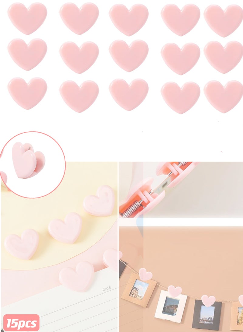 Generic 15pcs Heart Shaped Binder Clips,Mini Decorative Paper Clips,Paper and Bag Clips for Coffee Office Photo Picture Pages Hol  - Image 1