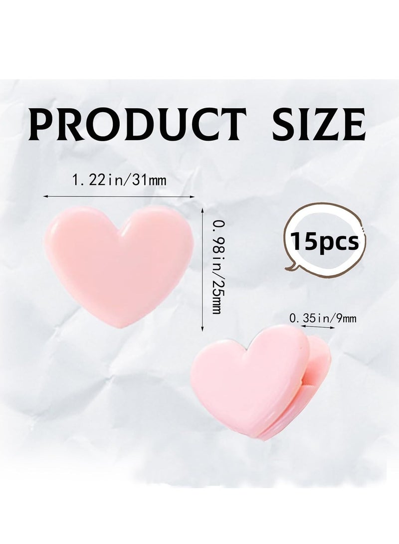 Generic 15pcs Heart Shaped Binder Clips,Mini Decorative Paper Clips,Paper and Bag Clips for Coffee Office Photo Picture Pages Hol  - Image 2