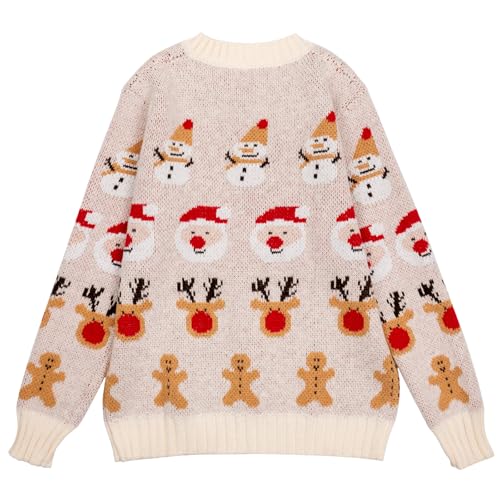 Beopjesk Women's Funny Fall Winter Long Sleeve Christmas Tree Elk Santa Claus Xmas Button Knit Cardigan Sweater Vintage Knitted Outerwear(Christmas-Winter,L) - Image 3