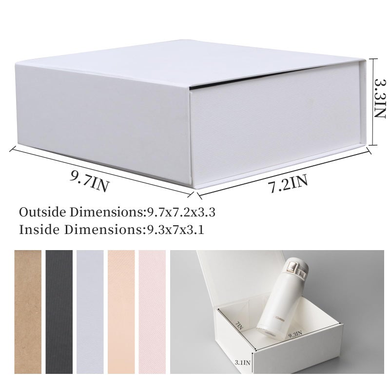 Rsgift White Gift Box with Lids,9.7x7.2x3.3 Inch Gift Boxes for Presents,Magnetic Closure boxes for Wedding,Birthday,Graduation Packaging - Image 2