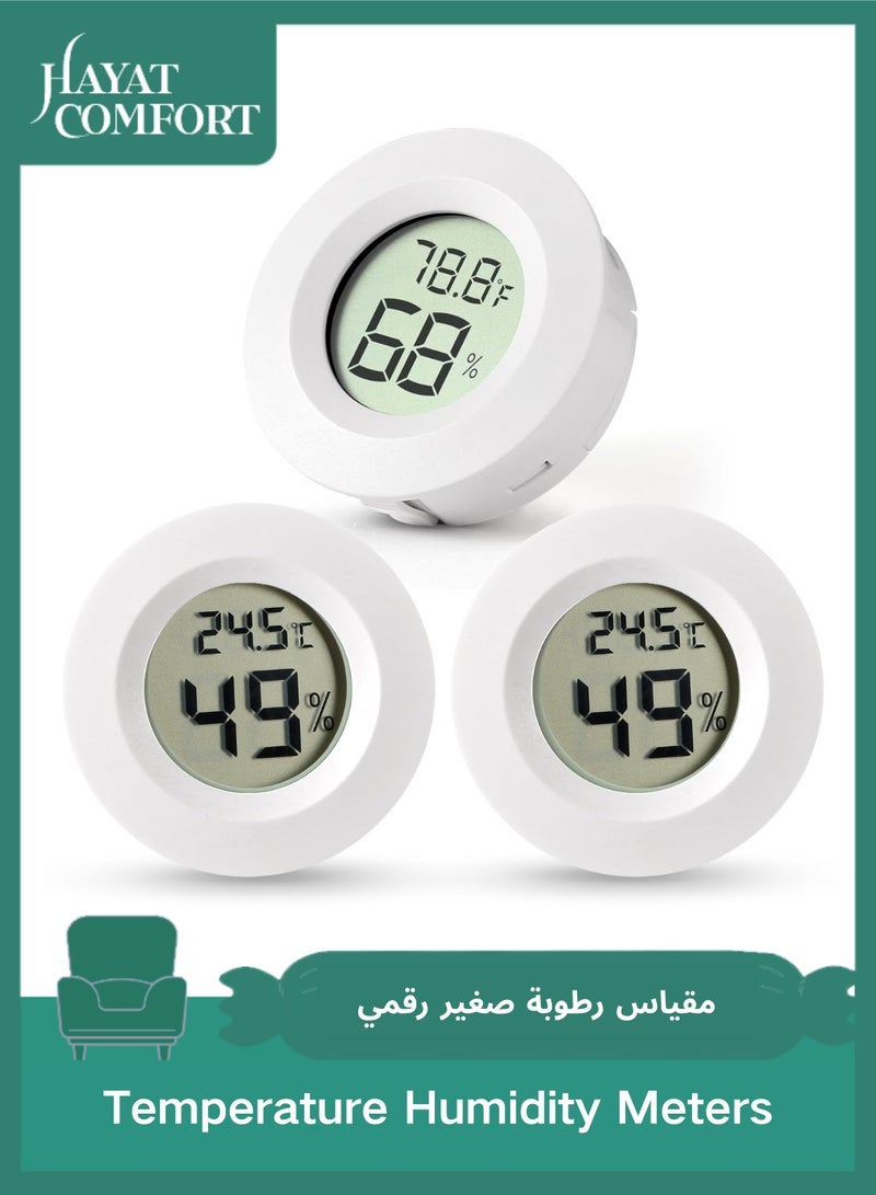 Hayat Comfort 3Pcs Temperature Humidity Meters, Mini Hygrometer & Thermometer, Indoor/Outdoor Humidity Monitor Hygrometer LCD Display, ℉/℃, for Home, Office, Reptile, Car, Greenhouse, Lab, Terrarium, Cellar(White) - Image 1