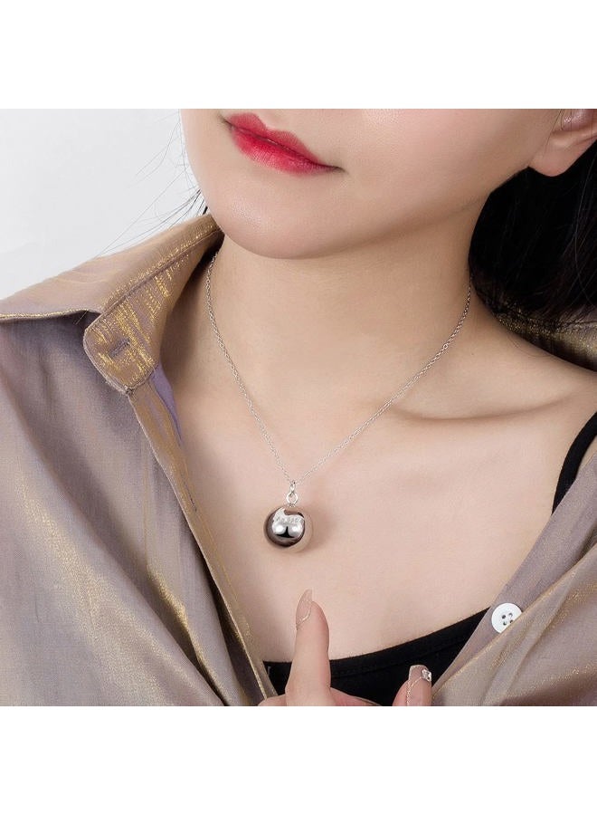 Dankadi 925 Sterling Silver Harmony Ball Necklace Brilliant Chime Bola 20MM Pendant Choker 18" 20" 22" 24" 26" Beads & O-Chain Women Jewelry Gifts For Pet Cats & Dogs (O-chain, 22 inch), 22 inch, - Image 2