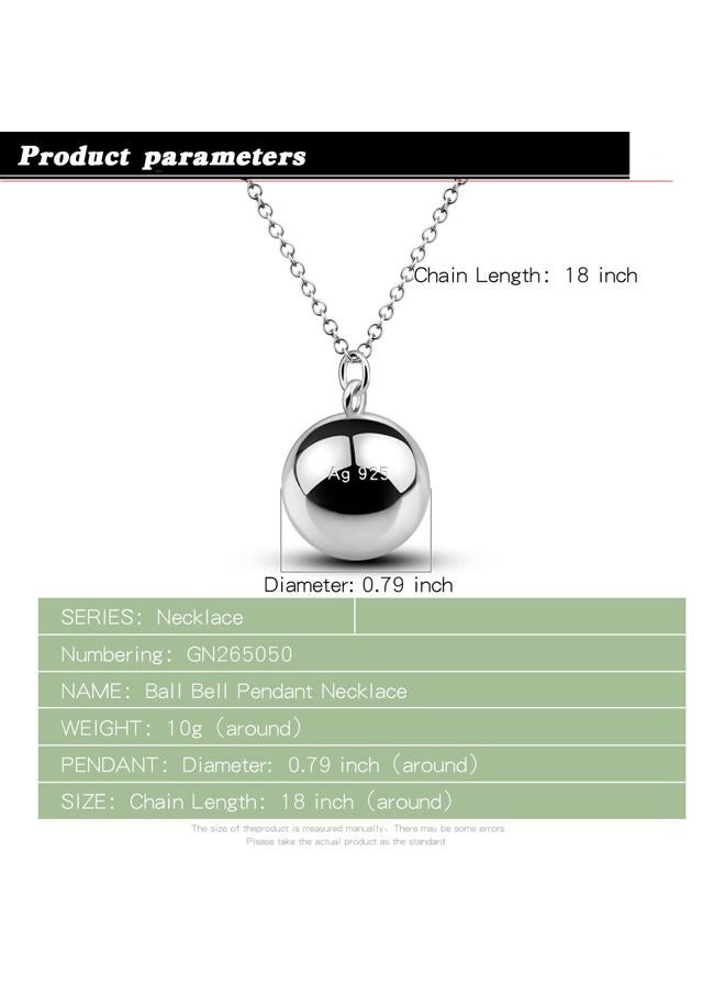 Dankadi 925 Sterling Silver Harmony Ball Necklace Brilliant Chime Bola 20MM Pendant Choker 18" 20" 22" 24" 26" Beads & O-Chain Women Jewelry Gifts For Pet Cats & Dogs (O-chain, 22 inch), 22 inch, - Image 4
