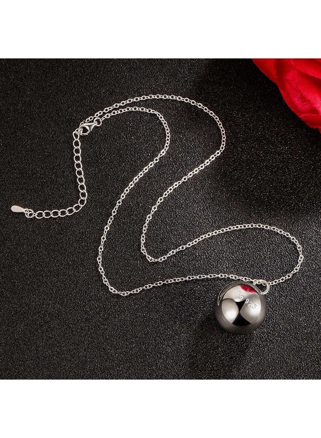 Dankadi 925 Sterling Silver Harmony Ball Necklace Brilliant Chime Bola 20MM Pendant Choker 18" 20" 22" 24" 26" Beads & O-Chain Women Jewelry Gifts For Pet Cats & Dogs (O-chain, 22 inch), 22 inch, - Image 3