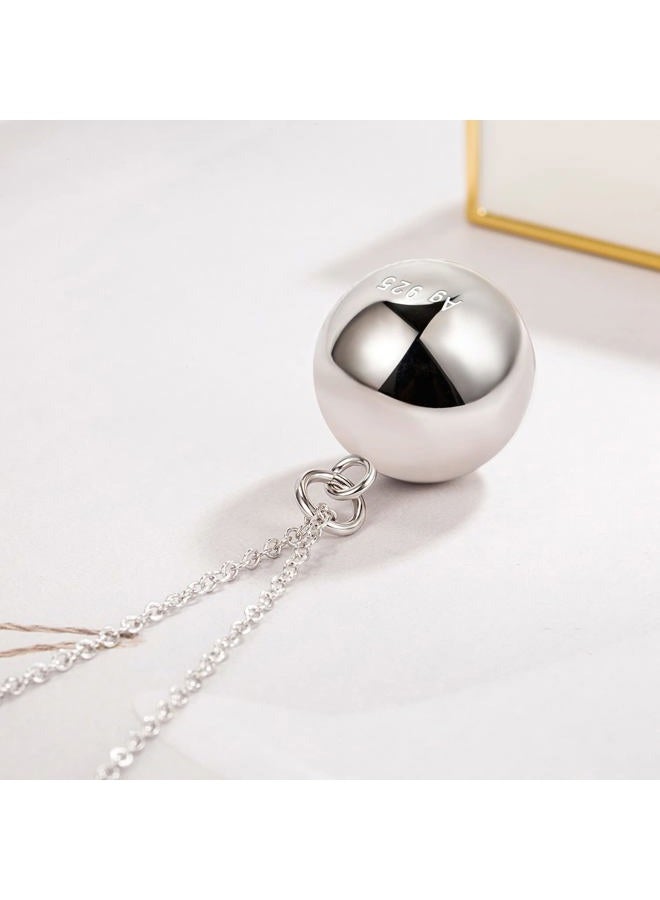 Dankadi 925 Sterling Silver Harmony Ball Necklace Brilliant Chime Bola 20MM Pendant Choker 18" 20" 22" 24" 26" Beads & O-Chain Women Jewelry Gifts For Pet Cats & Dogs (O-chain, 22 inch), 22 inch, - Image 5
