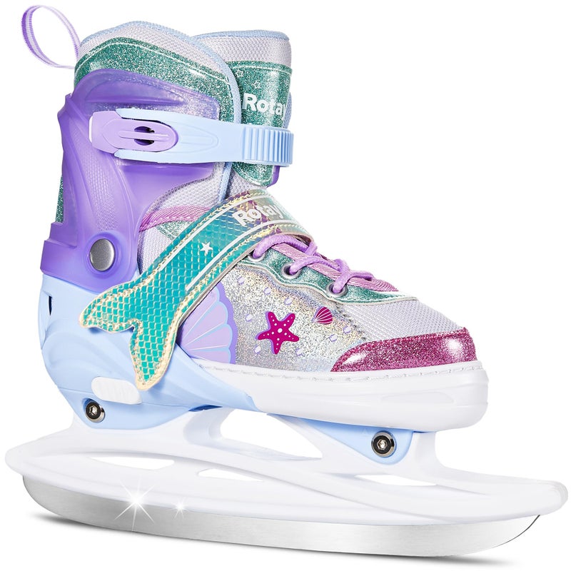 Rotayi Mermaid Tail Girls Ice Skates, Adjustable Ice Skates for Kids Youth Ages 3-12, Toddler Ice Hockey Skates for Beginners, Warm and Comfortable Lining Ice Skating Shoes for Outdoor and Rink(Medium, Blue) - Image 1