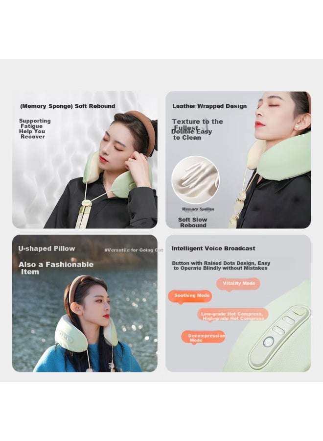 Bear Bear Cervical Shoulder Neck Massager Smart Neck Massager Portable Ring Neck U-shaped Pillow Hot Compress Kneading Practical International Women's Day Gift For Men And Women Amq-r10w1  - Image 2