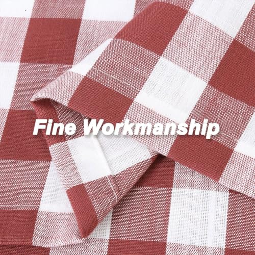 Bapawfish Red White Swag Valance Curtains for Kitchen 36 Inches Length,Burgundy Buffalo Check Farmhouse Pattern Short Bathroom Window Curtain,Plaid Gingham Window Treatment,28"x36"x2,Red/White - Image 4
