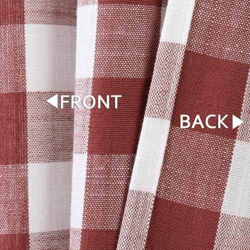 Bapawfish Red White Swag Valance Curtains for Kitchen 36 Inches Length,Burgundy Buffalo Check Farmhouse Pattern Short Bathroom Window Curtain,Plaid Gingham Window Treatment,28"x36"x2,Red/White - Image 5