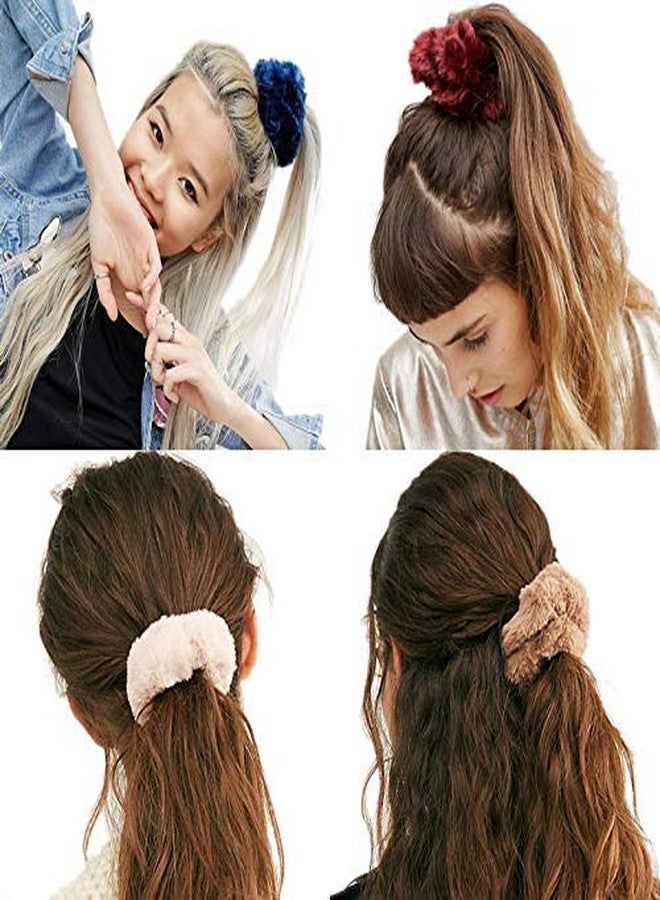 Minta 12 Pcs Fur Hair Scrunchies Rabbit Fuzzy Furry Elastics Bobbles Hair Bands Scrunchy Hair Tie Ropes Ponytail Holder for Women Girls Hair Accessories - Image 5