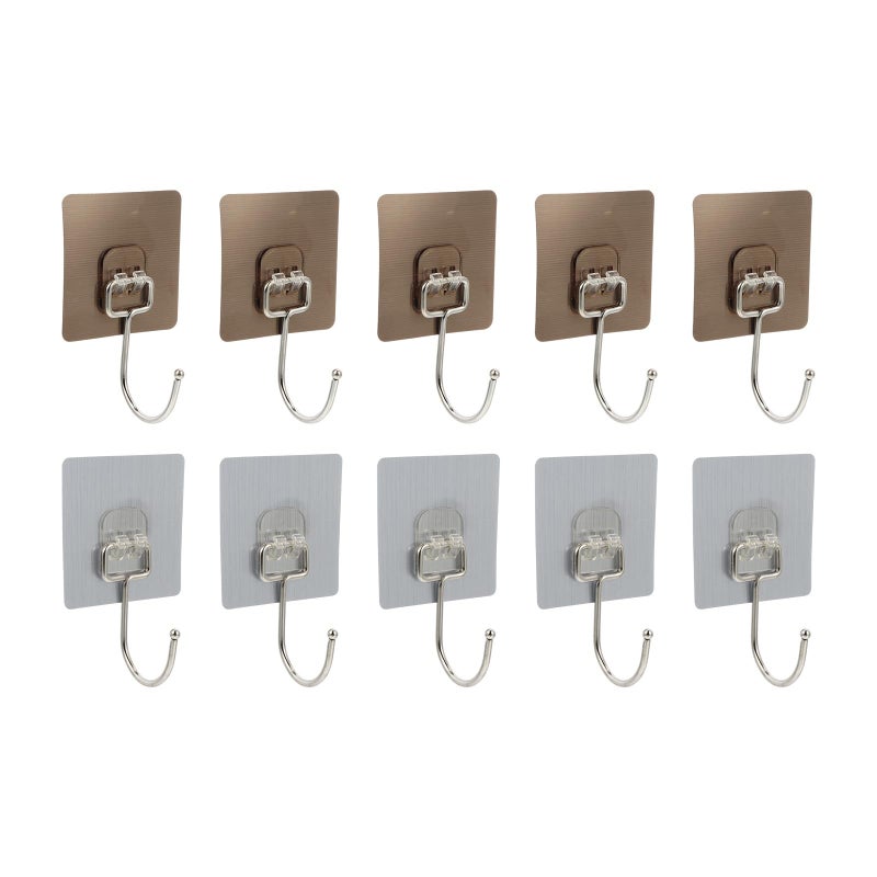 10pcs Stainless Steel Adhesive Wall Hooks Heavy Duty Rustproof for Bathroom Kitchen Door - Image 2