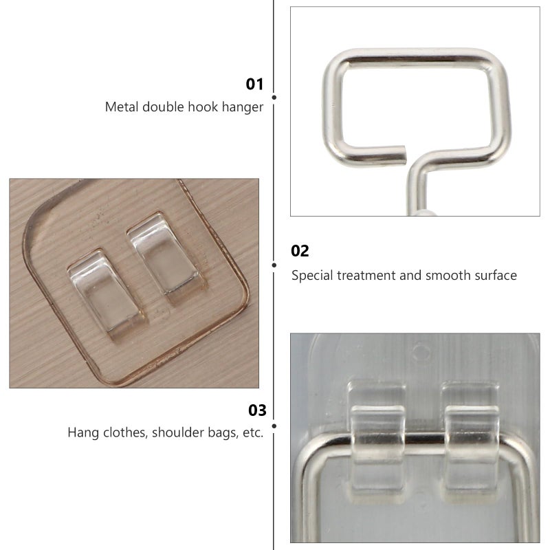 10pcs Stainless Steel Adhesive Wall Hooks Heavy Duty Rustproof for Bathroom Kitchen Door - Image 4