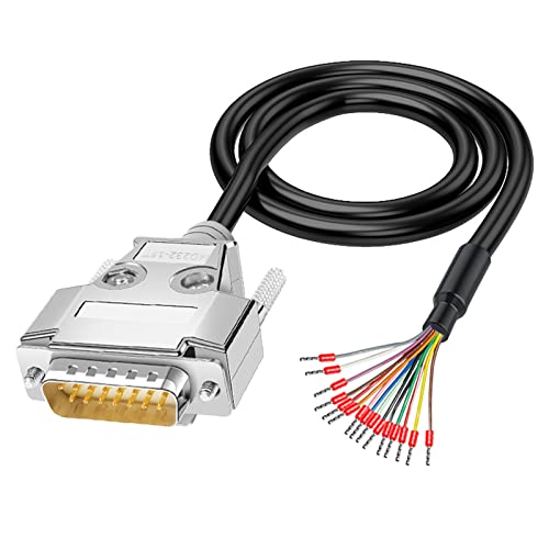 ANMBEST DB15 Solderless Breakout Connector with 5Ft 24AWG Replacement Cable, Metal Shell RS232 D-SUB Serial to 15-Pin Port Terminal Male Adapter Connector Breakout Board - Image 1