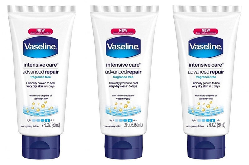 Vaseline Intensive Care Advanced Repair Fragrance Free Moisture Body Lotion 2 Oz Travel Size (Pack Of 3)