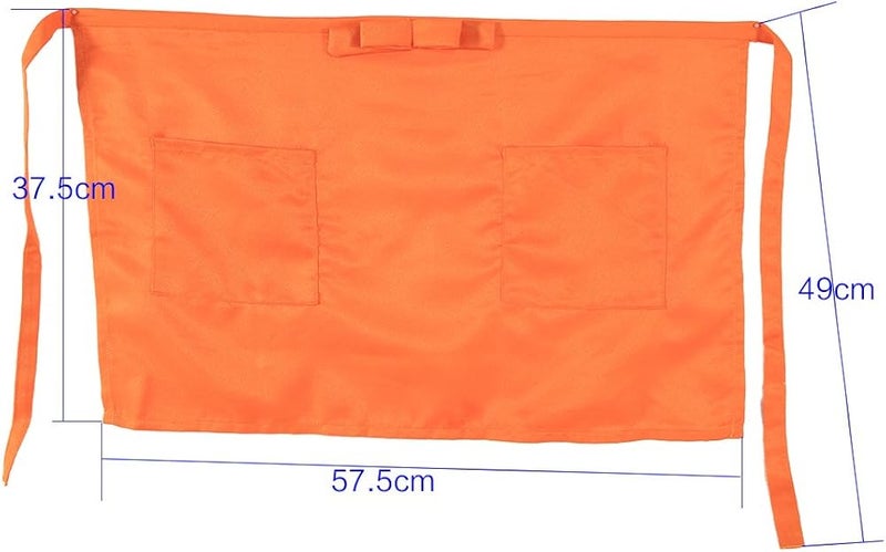 klarako Half Length Short Waist Apron Durable Waterproof Half Length Apron with Pockets Simple Color Short Apron Suitable for Kitchen Restaurant - Image 5