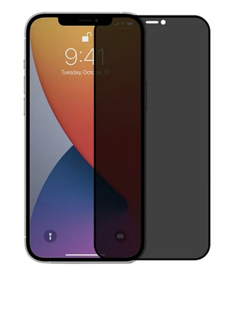 Glass Privacy Anti-Spy Tempered Glass Screen Protector For Apple iPhone 12 Black  - Image 3
