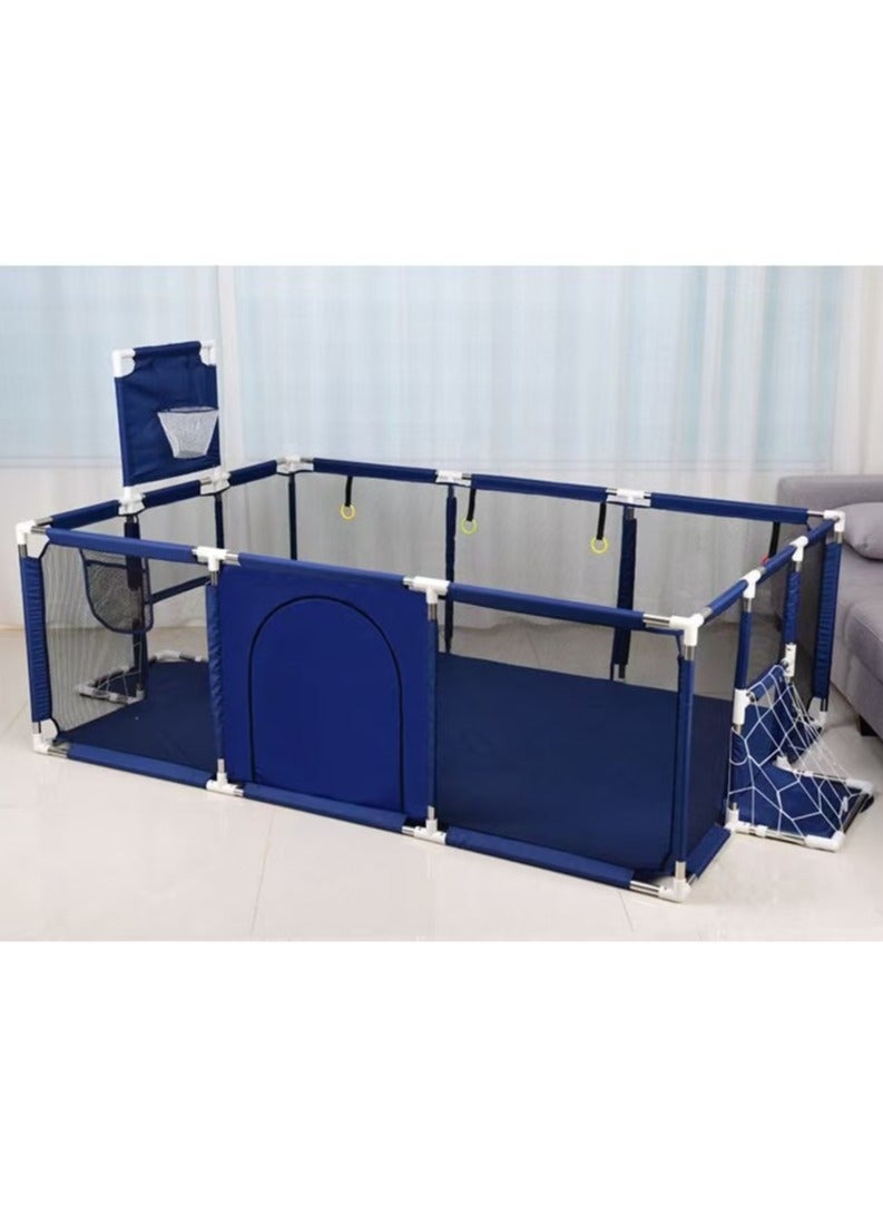 General Large Toddler Stainless Steel Pipe Foldable Safe Playpen For Twin - Blue 182cm*122cm*64cm  - Image 3