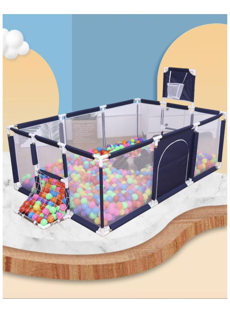 General Large Toddler Stainless Steel Pipe Foldable Safe Playpen For Twin - Blue 182cm*122cm*64cm  - Image 4