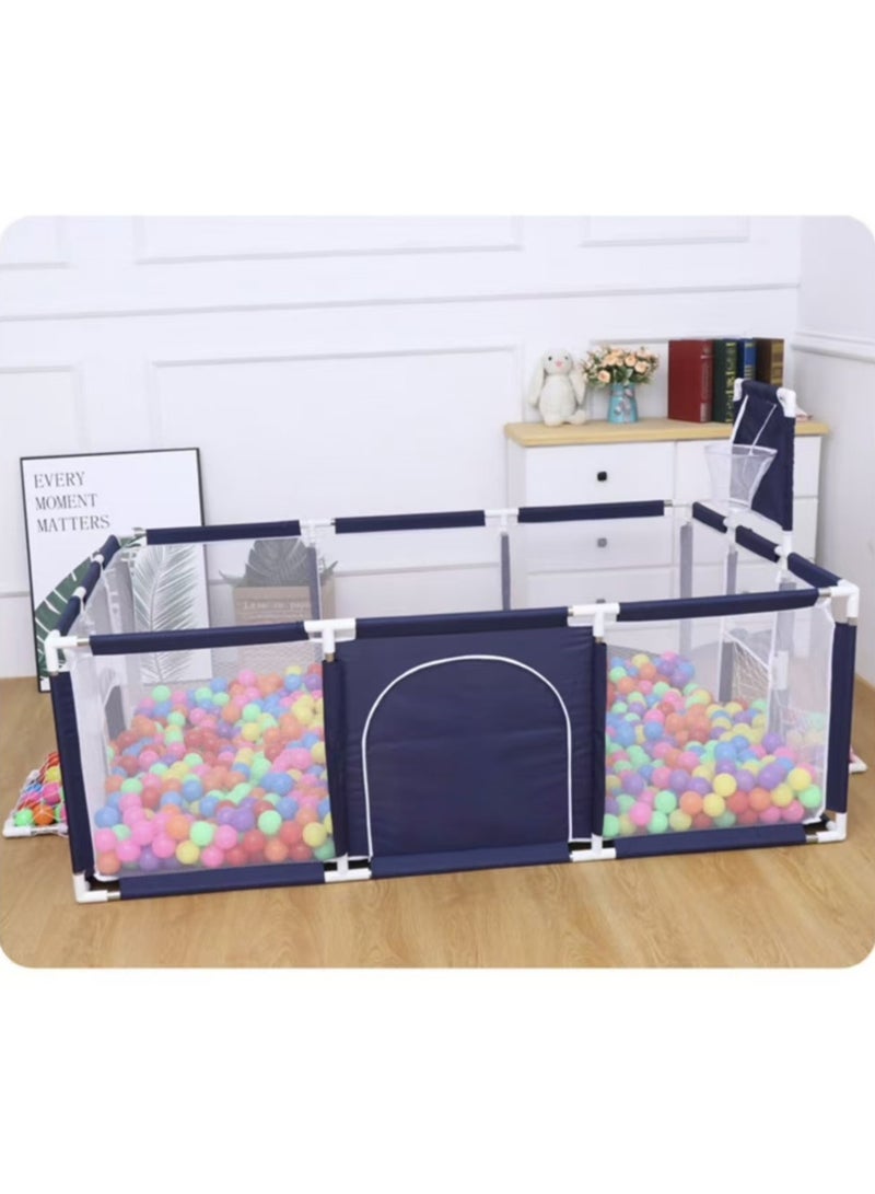 General Large Toddler Stainless Steel Pipe Foldable Safe Playpen For Twin - Blue 182cm*122cm*64cm  - Image 5