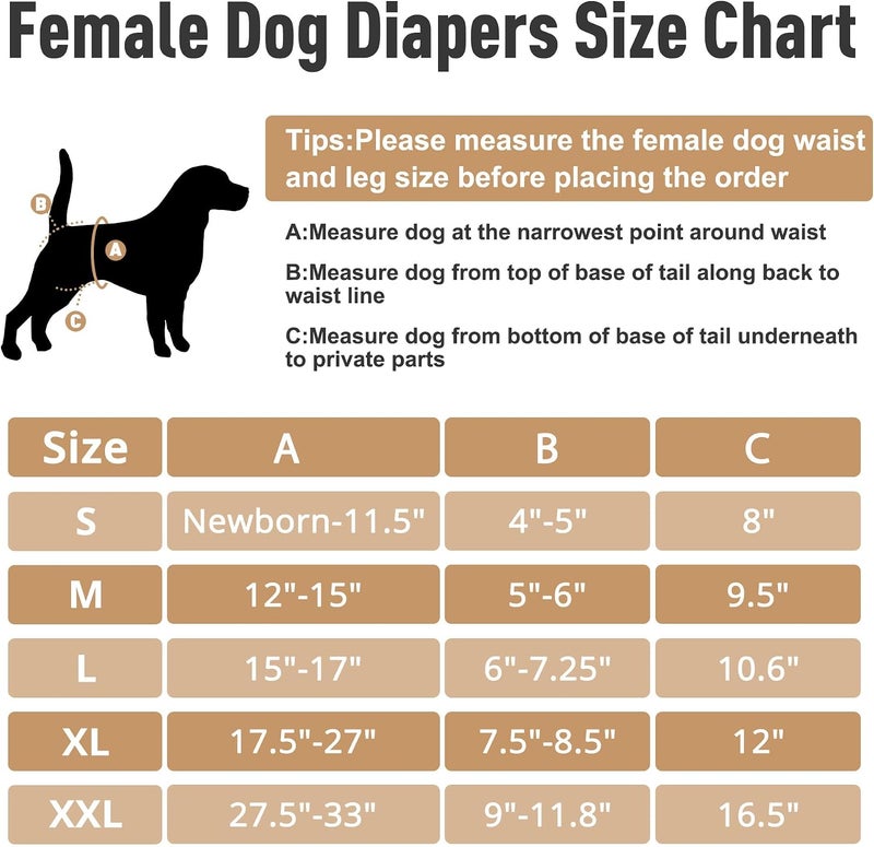 ZINGTERRA Dog Diapers 5 Pack,Washable Female Diaper for Doggie,Highly Absorbent Dog Diaper,Adjustable Leakproof Puppy Diapers Skirt for Heat,Incontinence,Period Doggy Nappies - Image 2