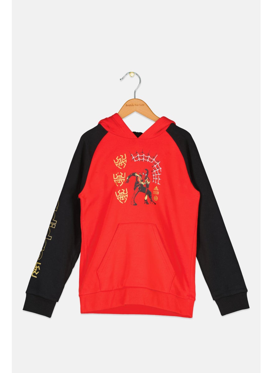 Adidas Adidas x Marvel Kids Boy Long Sleeve Graphic Print Hoodie, Red  - Image 1