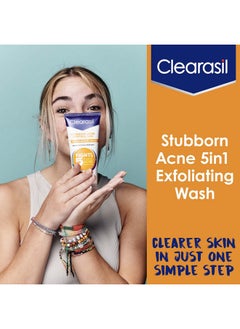 Clearasil Clearasil Stubborn Acne Control 5in1 Exfoliating Wash, Maximum Strenght with 2% Salicylic Acid Acne Treatment Medicine, Daily Acne Facial Cleanser 6.78 fl oz  - Image 5
