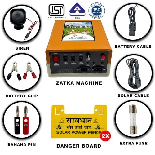 AGRIANSH 8 KV Solar Zatka Machine Solar Fence Energizer with Jhatka Kit Security System for Agricultural Farms 20 Acre Area Covered - Image 5