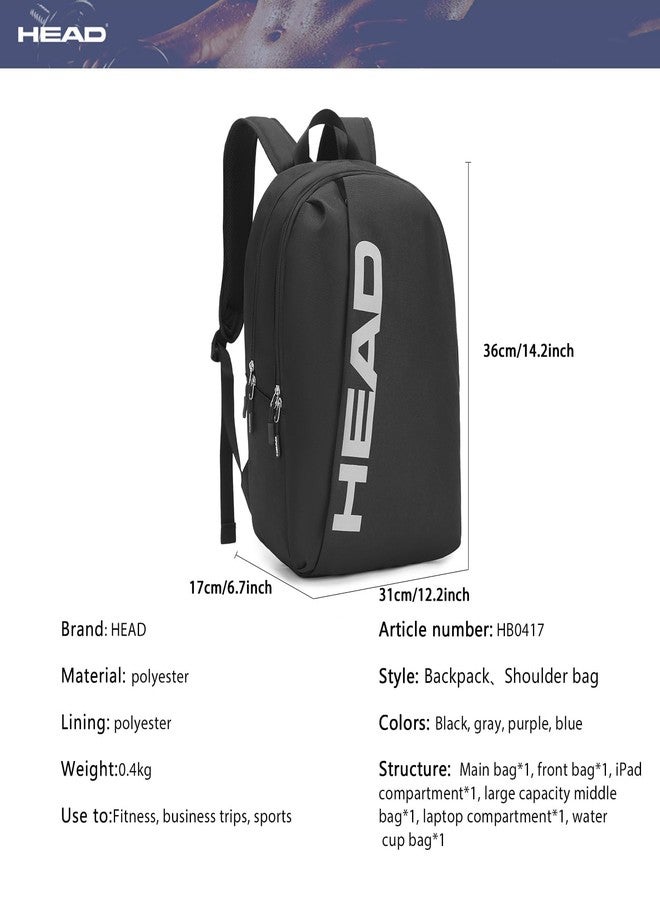 HEAD حقيبة ظهر رياضية مقاومة للماء للنساء والرجال، حقيبة سفر كبيرة غير رسمية للكلية/عطلة نهاية الأسبوع/العمل/اللياقة البدنية، حقيبة لابتوب 15.6 بوصة خفيفة الوزن، حقيبة كمبيوتر، حقيبة ملاحظات - Image 4