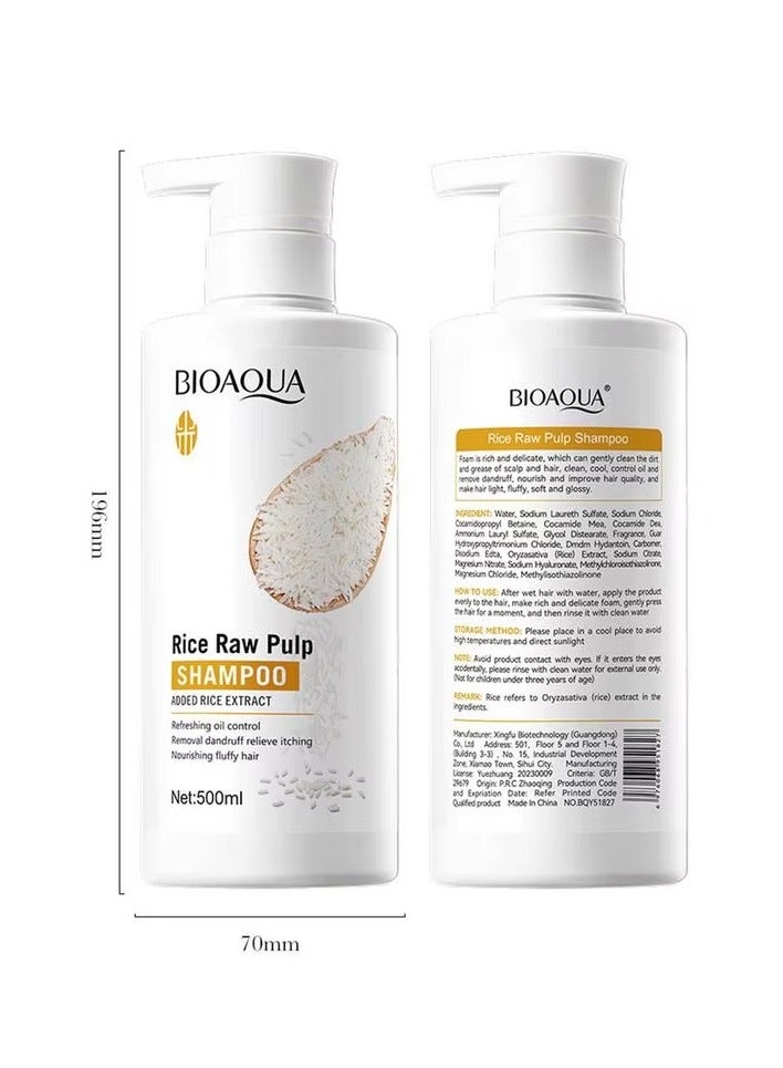 BIOAQUA شامبو بيواكوا لنمو الشعر بالأرز - 500 مل - Image 2