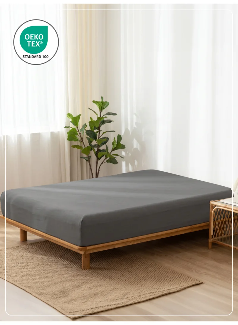 Donetella Gargoyle 1 Pcs King Fitted Sheet 180x200 cm | OEKO-TEX Certified Brushed Microfiber Deep Pocket Sheet with All Around Elastic | Ultra Soft, Wrinkle Resistant, Easy Care, Safe for Sensitive Skin  | Best Price UAE