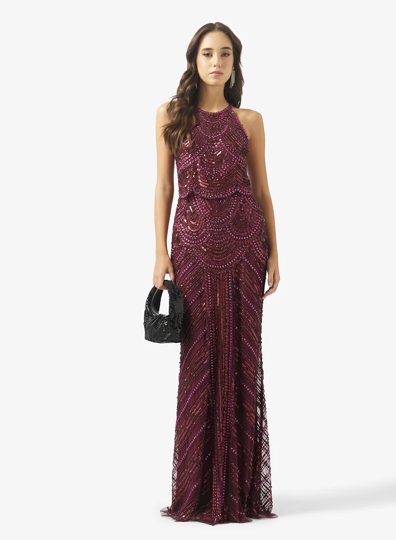 Namshi X  Halter Neck Bead Embellished Bodycon Dress for Women | Best Price UAE