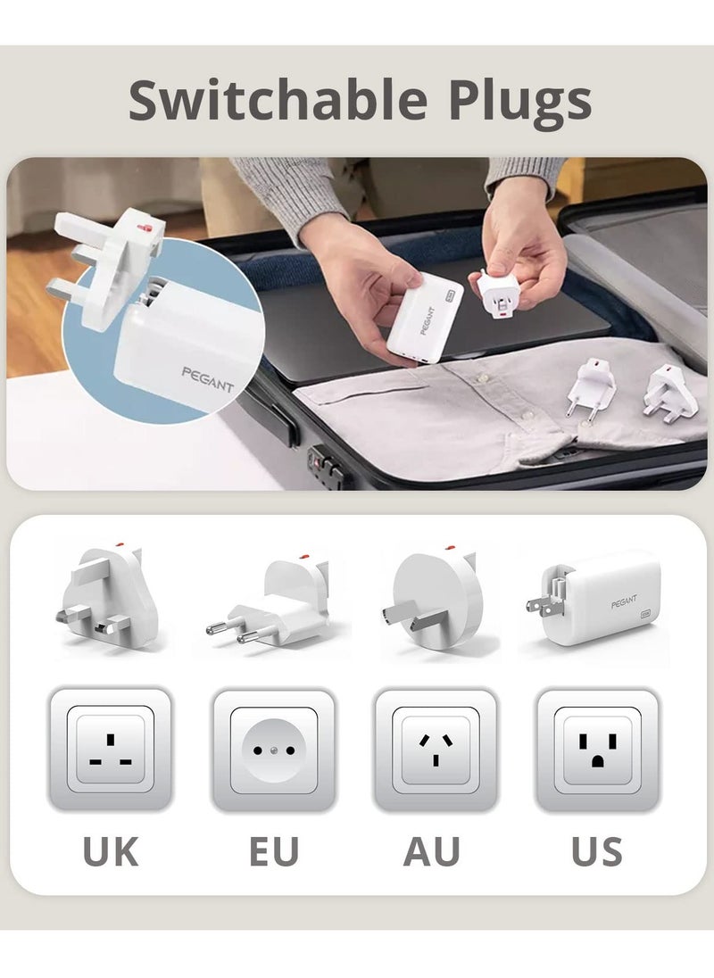 65w Gan Pd Usb C Fast Charger 3 Port Wall Adapter Pd3 Qc3 Power Delivery
