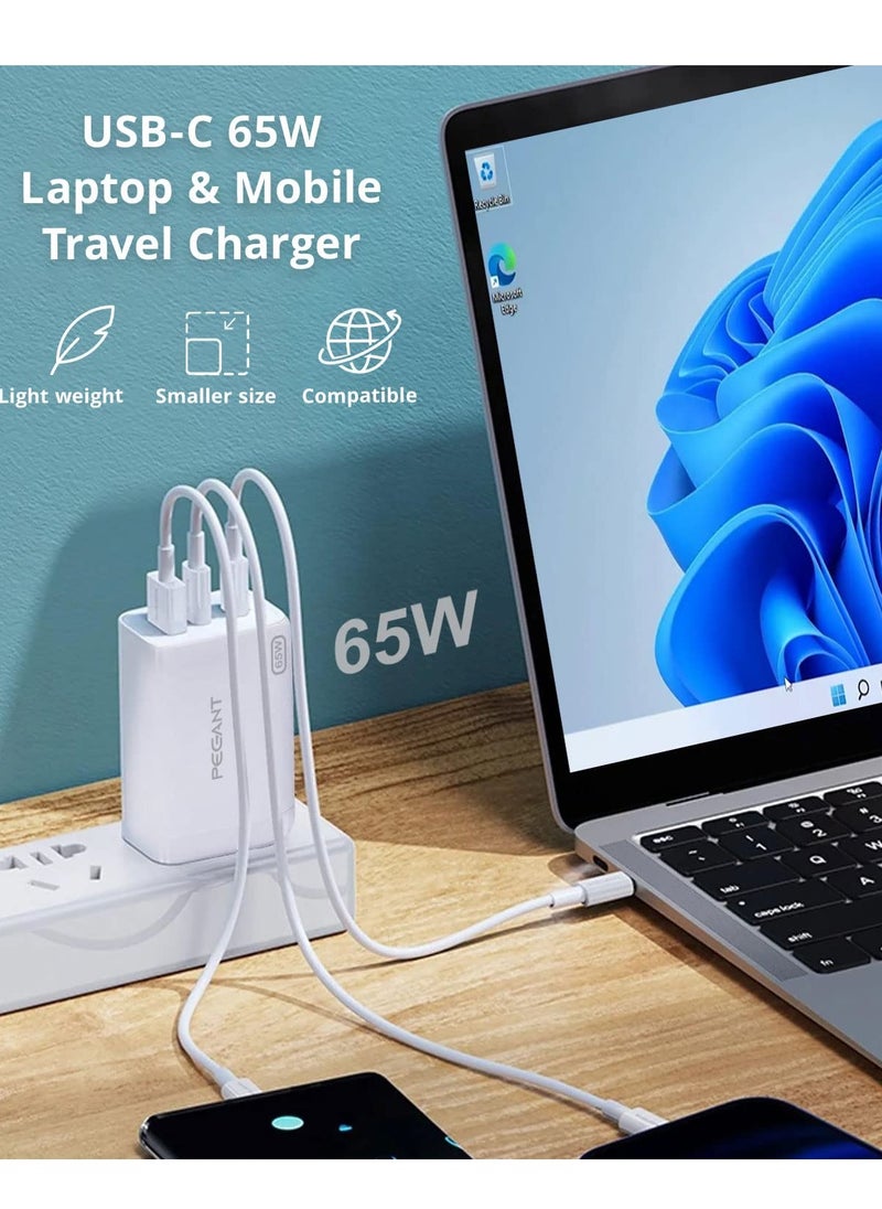 65w Gan Pd Usb C Fast Charger 3 Port Wall Adapter Pd3 Qc3 Power Delivery