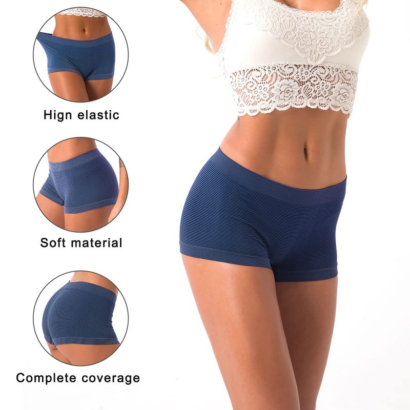 DEEP TOUCH Womenâ€™s Boyshort Underwear Seamless Panties Stretch Boxer Panty Breathable No Show Boxer Briefs 5 Pack - Image 3