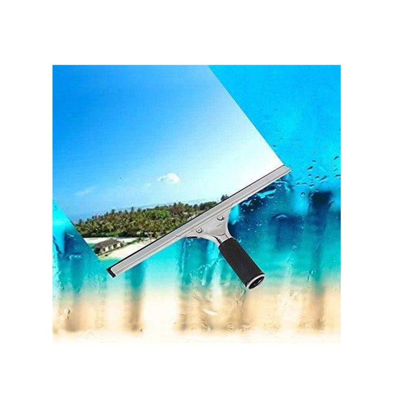 SOLARAE ممسحات الاستحمام، ممسحة نافذة من الفولاذ المقاوم للصدأ لممسحات أرضية السيارة وحمام المرآة، ممسحة زجاجية، منظف نوافذ متعدد الاستخدامات بمقابض 35 سم (14) - Image 4