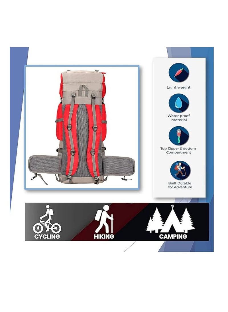 Hyper Adam TRAVEL BACKPACK FOR OUTDOOR SPORT HIKING TREKKING BAG CAMPING RUCKSACK - 65 L (Red) - Image 5