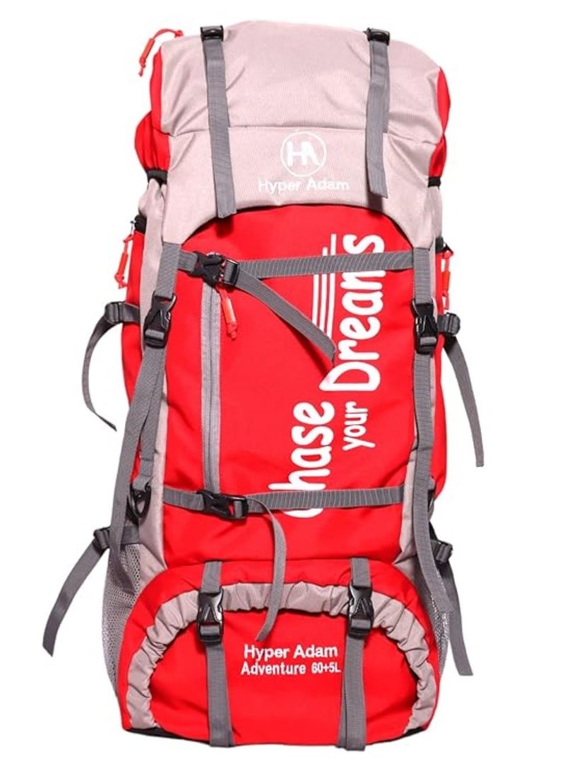 Hyper Adam TRAVEL BACKPACK FOR OUTDOOR SPORT HIKING TREKKING BAG CAMPING RUCKSACK - 65 L (Red) - Image 1