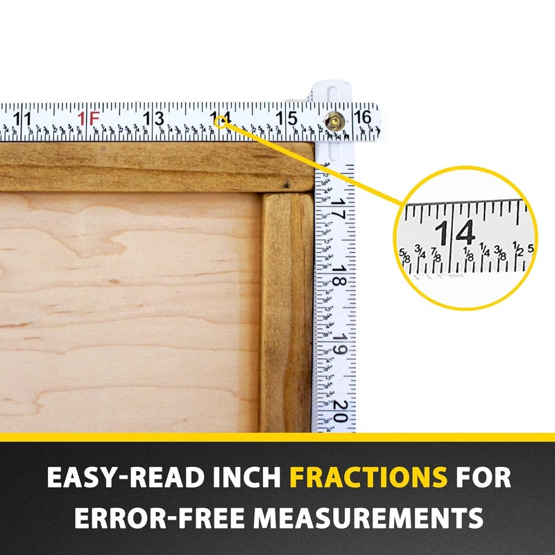 PERFECT MEASURING TAPE Co. FR-72 Carpenter's Folding Rule Lightweight Composite Construction Ruler (Folding Yard Stick) with Easy-Read Inch Fractions - 6.5ft / 2m - Image 3